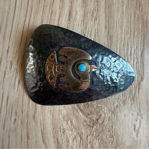 Vintage 18K and Turquoise modernist bird brooch